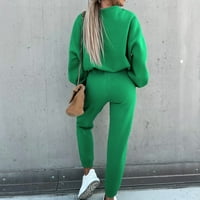 PXIAKGY Hlače za žene Ženska trenerka jesen i zima Nove moderne džemper sa punijom u boji Ležerne prilike Dvije postavljene ženske pantalone zelene + m