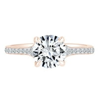 0. CARAT Okrugli bijeli prirodni dijamantski prsten za uključivanje u 14K čvrstog ruža zlatne prstene
