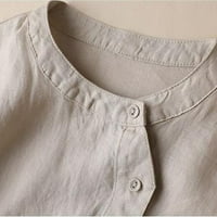 Jesenske košulje za žene, ženske modne pamučne platnene bluze plus veličina casual labav gumb dugačak