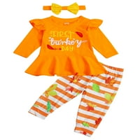MA & Baby Dan zahvalnosti Dojenčišta za djecu za djecu Turska haljina Top hlače Outfit Set odjeće