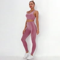 Ženski klirens joge, čista boja za podizanje sporta za podizanje hip-a Trčanje visoki struk prsluk joga odijelo Siva 8