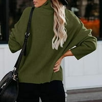 Duks Wozhidaoke za žene Žene Turtleneck džemperi s dugim rukavima povremeni pulover Duks pletenje Green XL