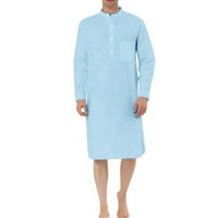 Zunfeo haljine za muškarce Casual Loose Musliman Arap Dubai Robe Dugih rukava Kombinacija Comfy bluza- Light Blue Veličina XL
