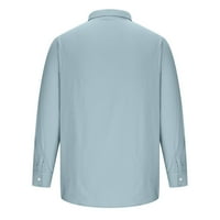 Aherbiu muške pamučne majice dugih rukava pune boje gumb dolje rever v izrez Basic Fall Fell bluza majica