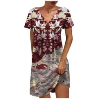 Yuwull haljine za žene sandresses casual ljeto trendi cvjetna haljina V izrez Havajske haljine za žene