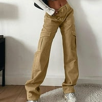 Bigersell pantske tajice za žene pune dužine Žene casual hlače kaubojski džep ravni cilindrični kombinezon
