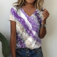 Ženski povremeni V-izrez na kratkim rukavima majica s kratkim rukavima tiskana ljetna majica
