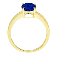 2.0ct ovalni rez simulirani plavi safir 18K žuti zlatni godišnjički zaručnički prsten veličine 7.75