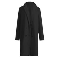 Ženski zimski kaputi čišćenje žena dugi vuneni kaput elegantan mješav kaputi vitki ženski dugi kaput gornji odjeća, crna, s