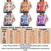 HAITE Women Retro stil Digitalni ispis majica Modna floalna ispis Tunika Bluza Ljetna posada Kratki