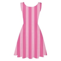 Giligiliso haljina za žene ružičaste casual bez rukava od tiskane modne modne haljine s a-line