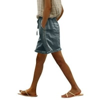 Ženske casual pantalone Udobne ženske hlače visoke struke Kapri kratke hlače sa džepovima široke noge