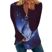 Ženske majice vrhovi jesen i zimski okrugli vrat patentni zatvarač dugih rukava majica sa majicom