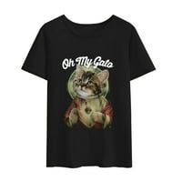 -Hints za žene ljeto majica ženke oh mojoj gato slatkoj mački casual kratkih rukava s kratkim rukavima majice