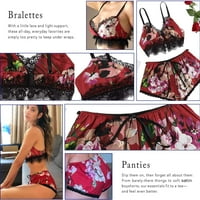 Donje rublje za žene cvjetne seksi satenske pidžame setovi čipke obloge cami i šorts dva kaiševa Bralette