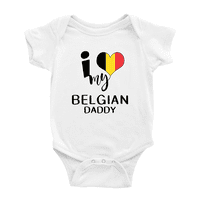 Srce moj belgijski tata Belgija voli zastavu za bebe jednodijelni dječji bod