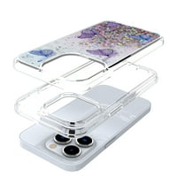 Za Apple iPhone Pro MA leptiri sjajni bling sjajni sjaj blistavi pahuljica Hybrid Hard TPU Slim Fit Cover, XPM telefon [ružičasta]