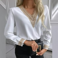 Scyoekwg majice s dugim rukavima za žene Fall Fashion Tunic Top Classic Solid Color Modni casual labav