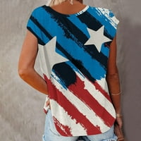 Jsaierl 4. srpnja vrhovi za žene Ležerne prilike Elegantne majice kratkih rukava Patriotske američke zastave Grafičke majice Flowy Crew Crtne bluzene majice