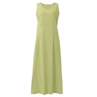 Cleariance YoHome Ljetne haljine Ženske pamučne pamučne posteljine bez rukava Green XL