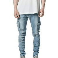 Simplmasygeni muške čistoće Jeans Udobne fit hlače u boji Print modne labave bočne džepove pantalone
