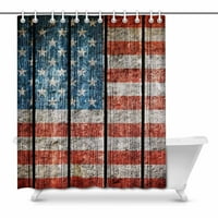Vintage USA Flag Flag Drvena američka zastava Kuća Dekor za zavjese za tuširanje za kupatilo Dekorativna zastava za kupanje
