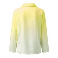 SNGXGN žensko dugme dolje Flannel majice Plairani nosač dugih rukava Poslovni povremeni bageri Radni bluzeni Bluzeswork majice za žene Žuti medij
