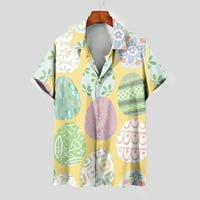Clearsion Muška havajska majica kratki rukavi Uskrsni ispisani gumb dole ljetne plažne haljine