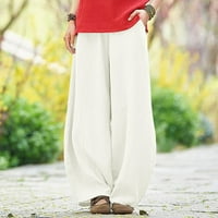 Ediodpoh ženske elastične pantalone za prozračnu pamučne pamučne hlače sa džepovima Ženske casual hlače