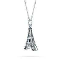 Eiffelov toranj Francuska viseći privjesak ogrlicu. Srebrna srebra