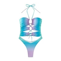 Ženski novi modni bikini setovi šarene gradijent boje O-prsten Halter Crisscross šuplje od kupaca kupaćim