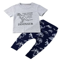 Springcmy Toddler Boys Dinosaur Print TOP majica i gamaši set