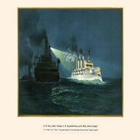 M. Dispečer Brod Wacht Pretvaranje reflektora na H.M. 2. klasa zaštićena kruzer Kaiserin Augusta Poster Print G. Arnold