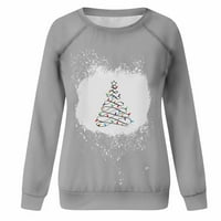 Ženska božićna stablo tiskana dugih rukava Crewneck casual labav pulover Top Streetwear