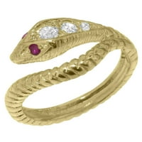 Britanci napravio je 10k žuto zlato Real Prirodni dijamant i rubin ženski prsten - veličine opcije -
