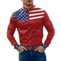 Muške majice modni casual prugasti blok boja patchwork rever gumb dugih rukava dugih rukava