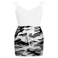 Glookwis Ladies Camouflage Print majica Haljina casual kratke mini haljine jednostavni V izrez ljeto