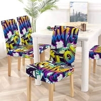 Sažetak uzorka stripa sa urbanim grafitnim stilom Stretch stolica za zaštitni sjedalo klizač za blagovaonicu Hotel Wedding Party Set od 6