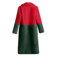Lovskoo Božićna limena od vune dugim rukavima dugačak kaput topla jakna Fau Body Furry gornji odjećni