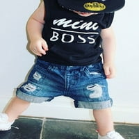 Cool Kids Boys Baby Boss odjeću Ljetna kapuljača Majica Top Ripped Jeans Outfit