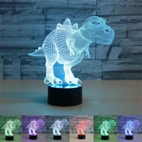 Verpretridure 3D Dinosaur Dječja noćna lampica LED boje Promjena ukrasa osvjetljenja Kreativna svjetiljka
