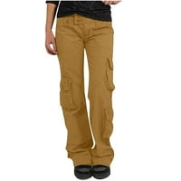 Ženske teretne hlače sa džepovima Ležerne prilike ravne duge pantalone Labavi fit dukserice pune boje