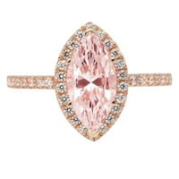 2.38ct Marquise rez ružičasti simulirani dijamant 18K 18K ruža Gold Gold Angagment Halo prsten veličine