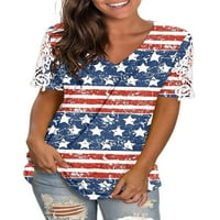 Žene Ljetna moda 4. jula Američka zastava tunika bluza Ženska labava pulover kratki rukav Dailywer V