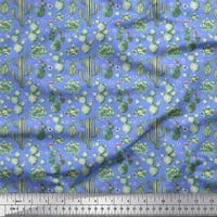 SIMOI CREPE svilena tkanina cvjetna, sukulencije i kaktus stablo ispis tkanine sa dvorištem široko