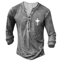 HHEI_K muške grafičke rukavske majice i vezena modna majica i jesenski dugi rukav tiskani pulover s dugim pulovernim majicama za muškarce