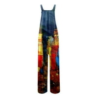 Ženske kaiševe hlače modna remena za ispis Lood široki bodi nogu s džepovima Multicolor M