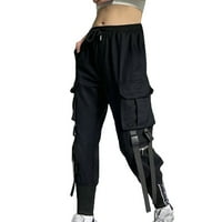 Huaai ženske modne ležerne carego jogger punk pantalone s više džepova hlače pantalone plus veličine