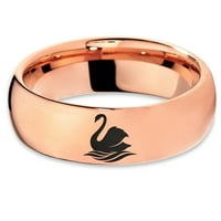 Tungsten Swan Bird Anatidae Cygnus Plivanje prsten za muškarce Žene Udobnost FIT 18K Rose Gold Dome Polirano