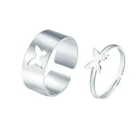 Dnevni pokloni Fledorashia Mother Day prstene leptir prstenovi za žene teen djevojke pozlaćene funky split nakit